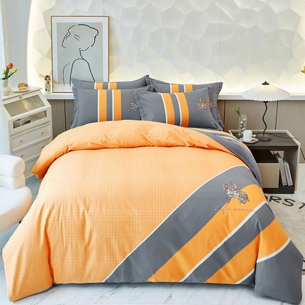 91家纺网 家纺一手货源 找家纺 雲归梦 2024新款加厚全棉生态磨毛大版四件套 瓦沙驰 桔