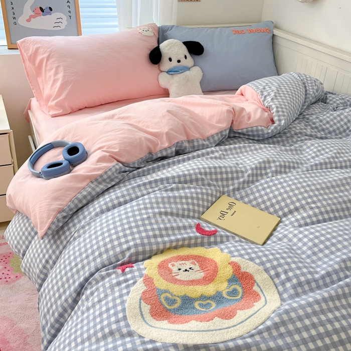 91家纺网 家纺一手货源 找家纺 海岛哥哥 2025新款云柔棉毛巾绣 四件套 毛巾绣-甜蜜蛋糕