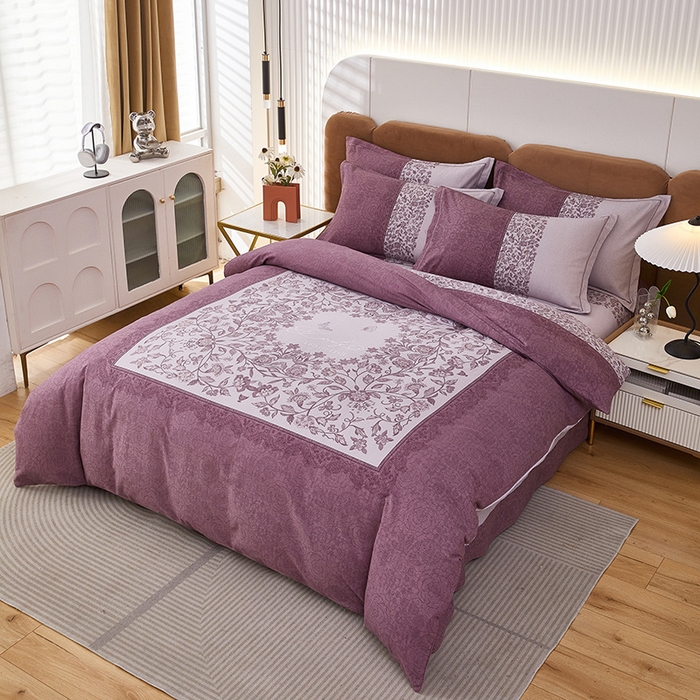 91家纺网 家纺一手货源 找家纺 雲归梦 2024新款加厚全棉生态磨毛大版四件套 流光溢彩 紫