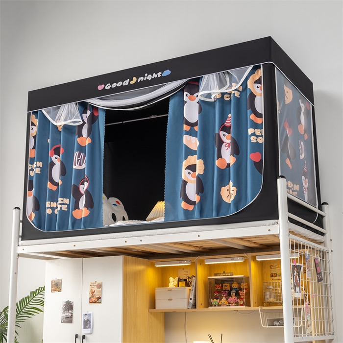 91家纺网 家纺一手货源 找家纺 新太阳蚊帐 2025新款卡通学生遮光床帘 奇趣企鹅