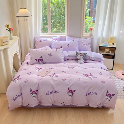 博雅 2024新款三丽鸥全棉印花卡通四件套 浅紫库洛米