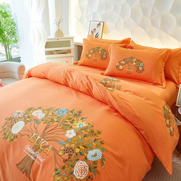 91家纺网 家纺一手货源 找家纺 雲归梦 2024新款加厚全棉生态磨毛大版四件套 光年之外 桔