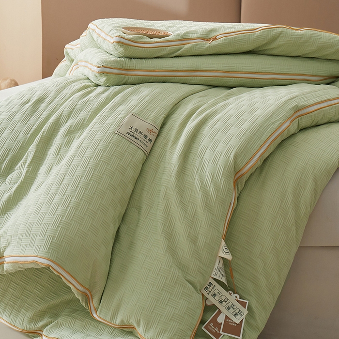 91家纺网 家纺一手货源 找家纺 星航家纺 2025新款A类针织棉华夫格大豆被子母被子（真正A类针织棉）华夫格子母被 抹茶绿