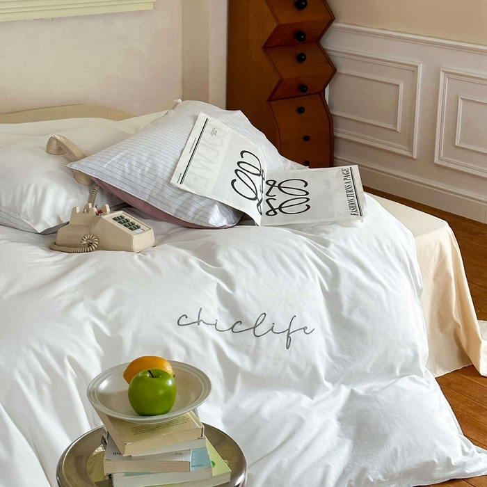 91家纺网 家纺一手货源 找家纺 时年家纺 2024新款40毛巾绣全工艺水洗全棉系列四件套（充值会员优惠5元） 象牙条