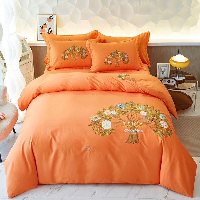 91家纺网 家纺一手货源 找家纺 雲归梦 2024新款加厚全棉生态磨毛大版四件套 光年之外 桔