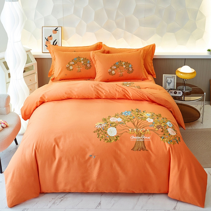 91家纺网 家纺一手货源 找家纺 雲归梦 2024新款加厚全棉生态磨毛大版四件套 光年之外 桔