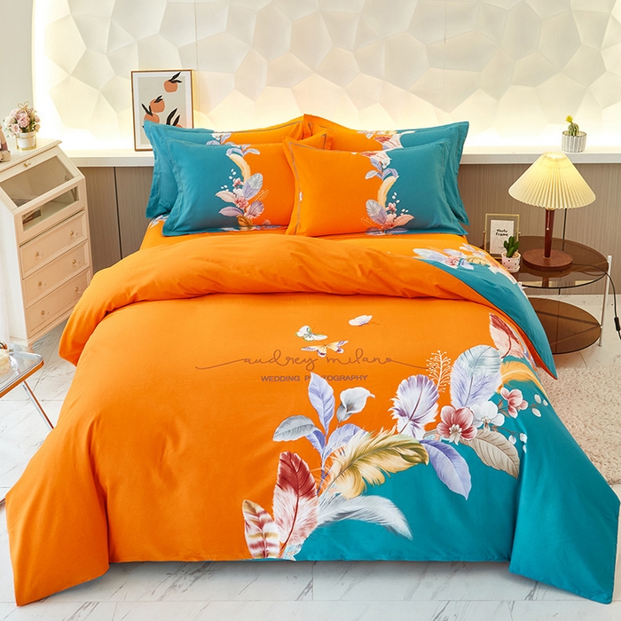 91家纺网 家纺一手货源 找家纺 雲归梦 2024新款加厚全棉生态磨毛大版四件套 美悦东方 蓝