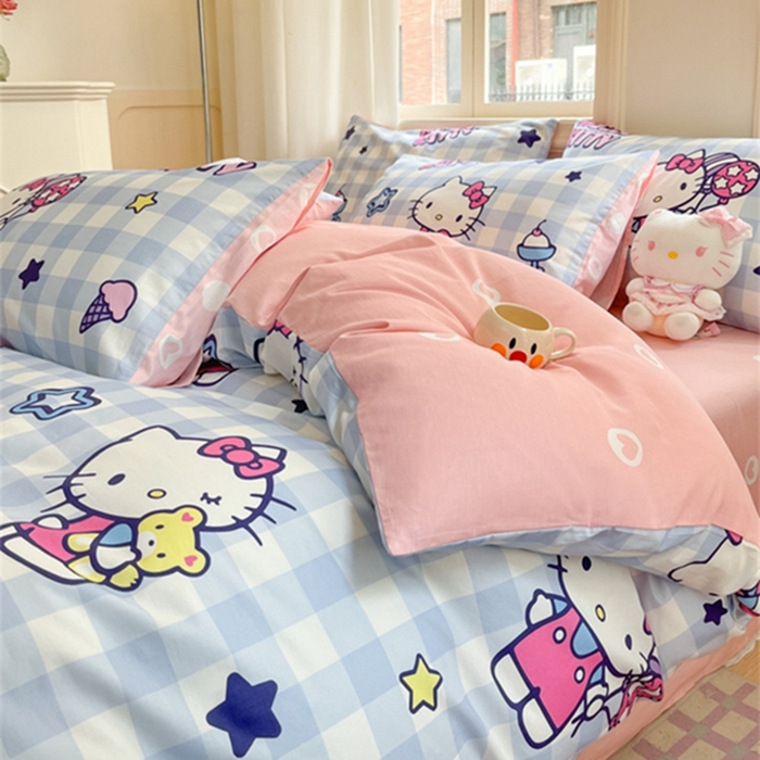 91家纺网 家纺一手货源 找家纺 博雅 2024新款三丽鸥全棉印花卡通四件套 气球KT