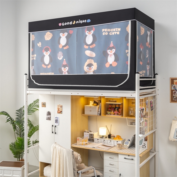 91家纺网 家纺一手货源 找家纺 新太阳蚊帐 2025新款卡通学生遮光床帘 奇趣企鹅