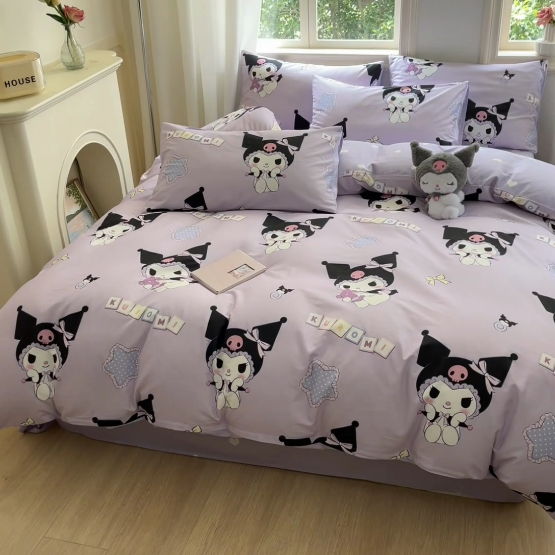 91家纺网 家纺一手货源 找家纺 博雅 2024新款三丽鸥全棉印花卡通四件套 可爱库洛米