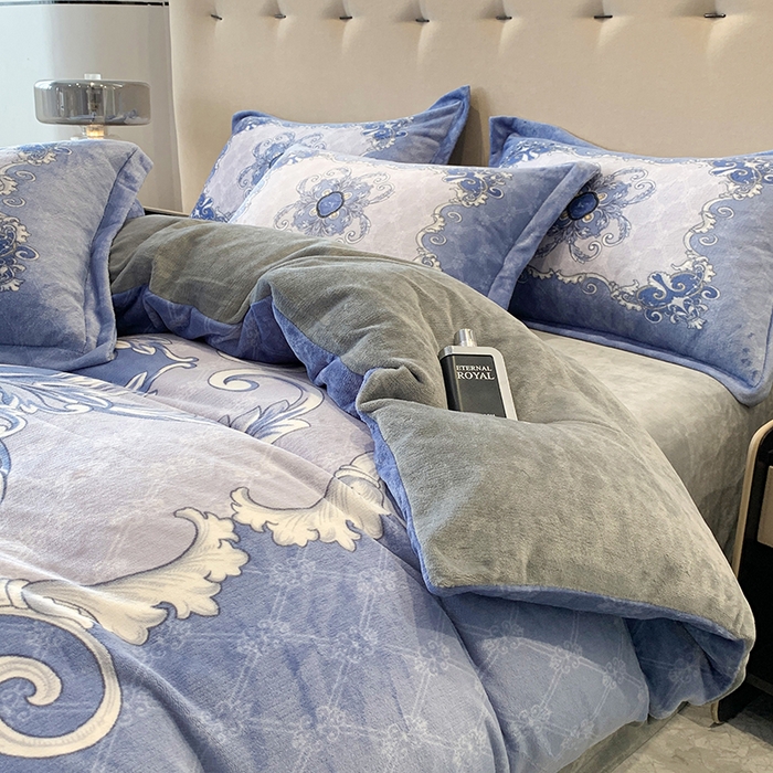 91家纺网 家纺一手货源 找家纺 喜梦缘 2025新款大版花卉牛奶绒四件套 巴塞罗娜