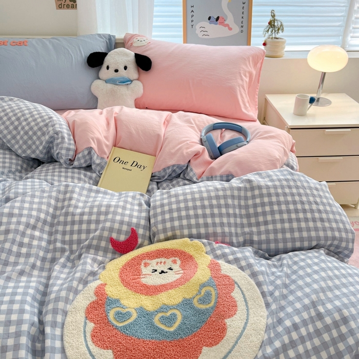 91家纺网 家纺一手货源 找家纺 海岛哥哥 2025新款云柔棉毛巾绣 四件套 毛巾绣-甜蜜蛋糕