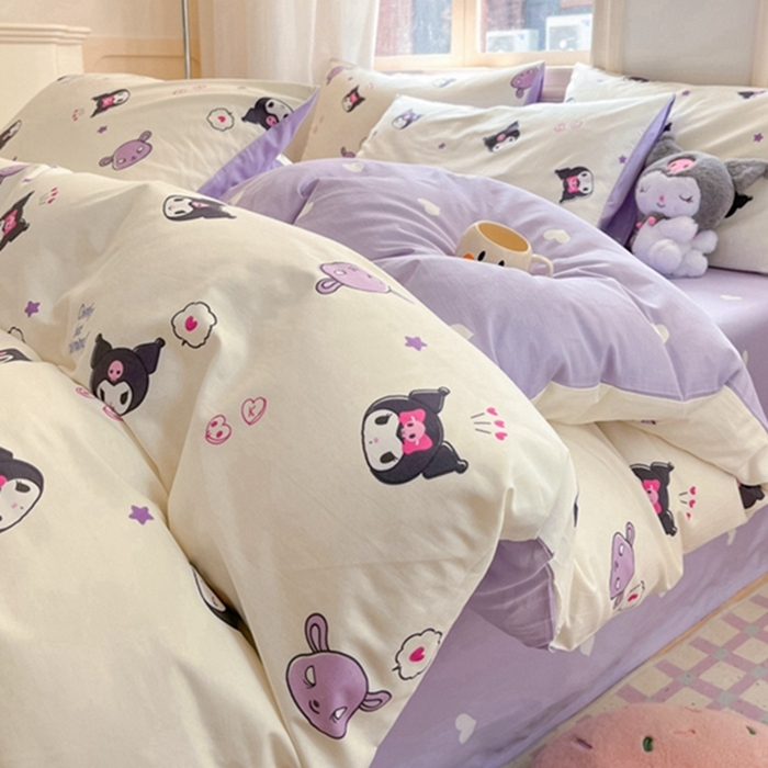 91家纺网 家纺一手货源 找家纺 博雅 2024新款三丽鸥全棉印花卡通四件套 星星库洛米