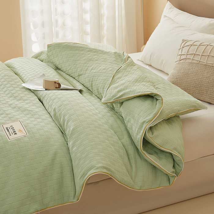 91家纺网 家纺一手货源 找家纺 星航家纺 2025新款A类针织棉华夫格大豆被子母被子（真正A类针织棉）华夫格子母被 抹茶绿