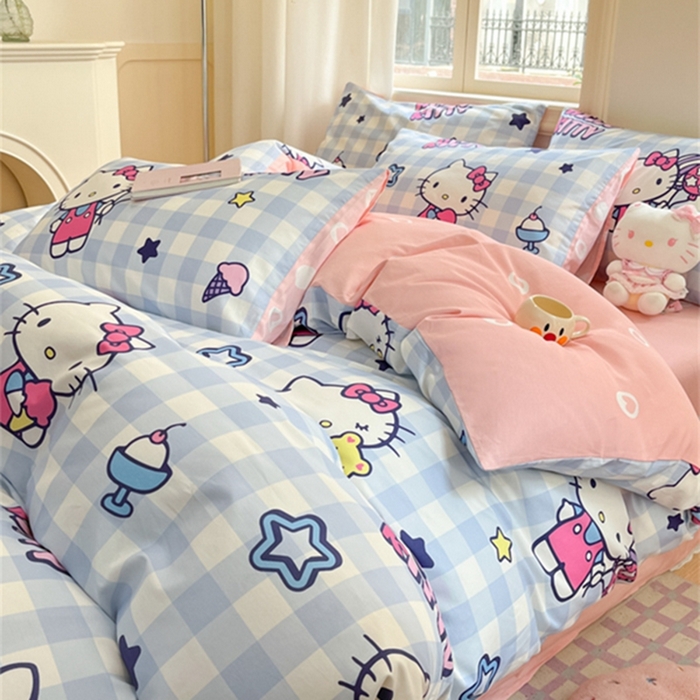 91家纺网 家纺一手货源 找家纺 博雅 2024新款三丽鸥全棉印花卡通四件套 气球KT