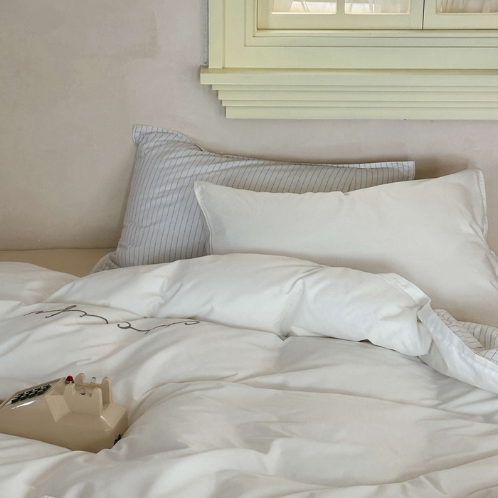 91家纺网 家纺一手货源 找家纺 时年家纺 2024新款40毛巾绣全工艺水洗全棉系列四件套（充值会员优惠5元） 象牙条