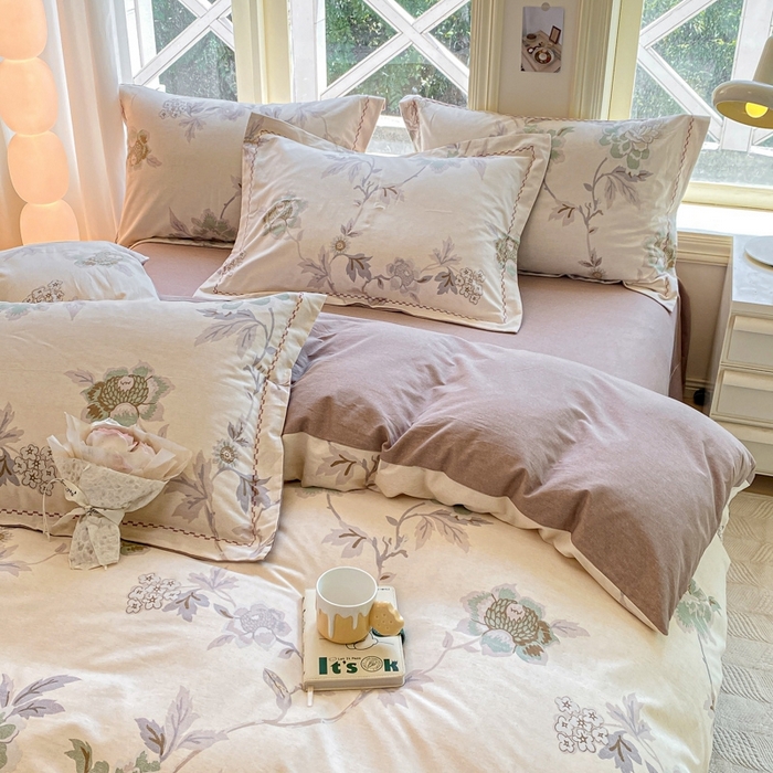 91家纺网 家纺一手货源 找家纺 帅露家纺 2025新款全棉超柔加厚生态磨毛四件套  鹿禾