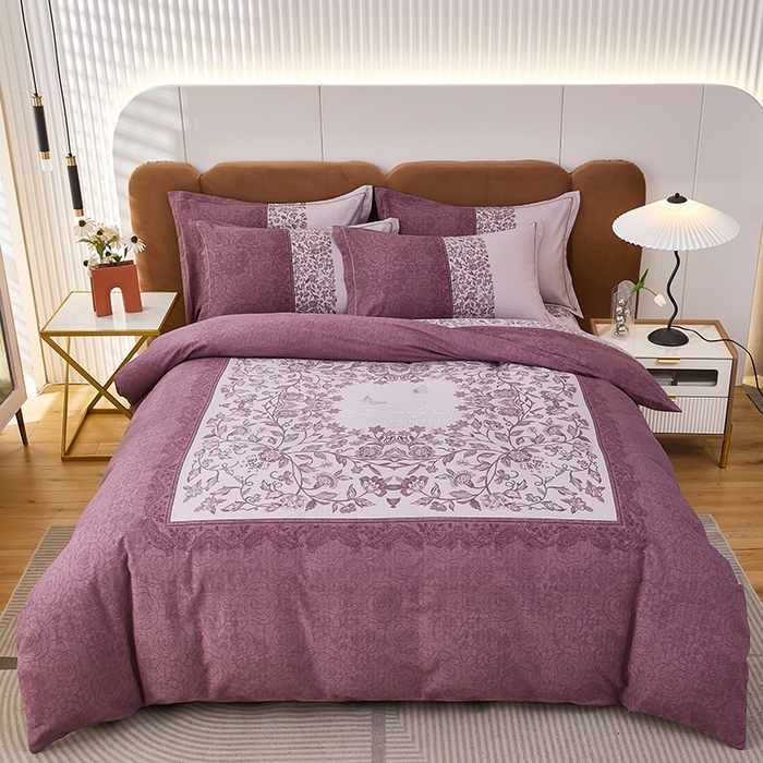 91家纺网 家纺一手货源 找家纺 雲归梦 2024新款加厚全棉生态磨毛大版四件套 流光溢彩 紫