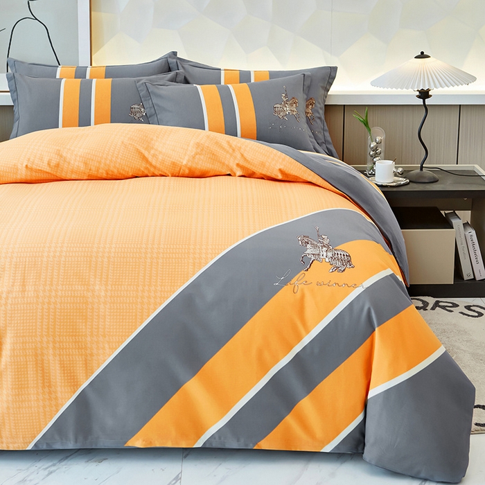 91家纺网 家纺一手货源 找家纺 雲归梦 2024新款加厚全棉生态磨毛大版四件套 瓦沙驰 桔