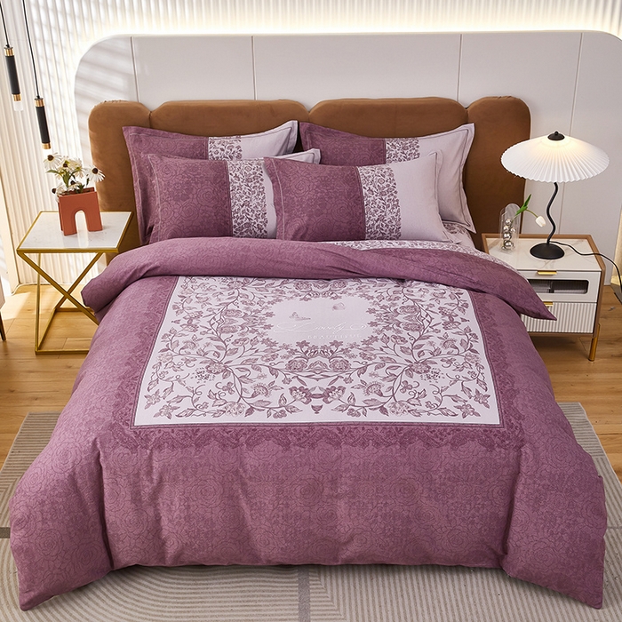 91家纺网 家纺一手货源 找家纺 雲归梦 2024新款加厚全棉生态磨毛大版四件套 流光溢彩 紫