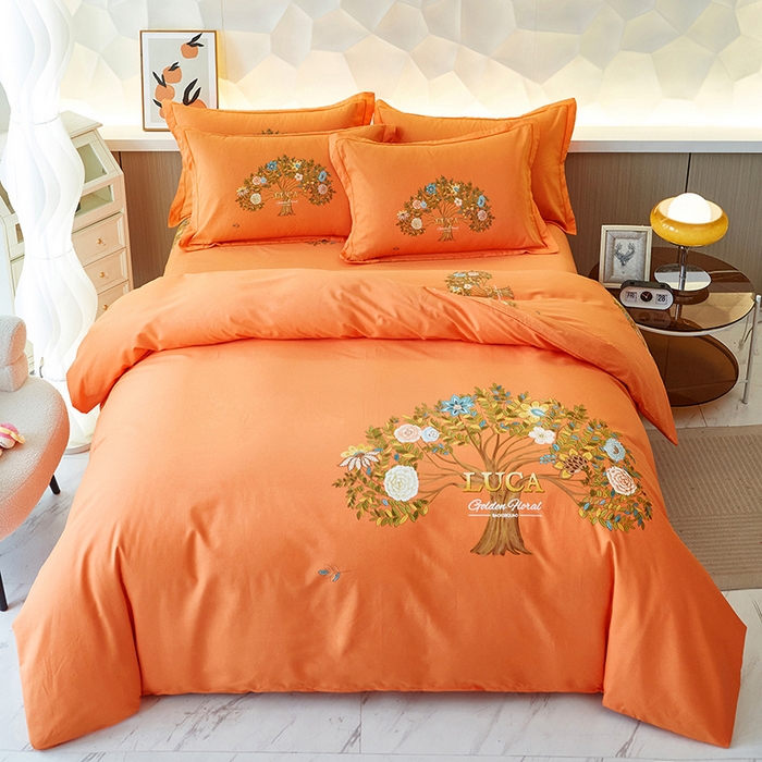 91家纺网 家纺一手货源 找家纺 雲归梦 2024新款加厚全棉生态磨毛大版四件套 光年之外 桔