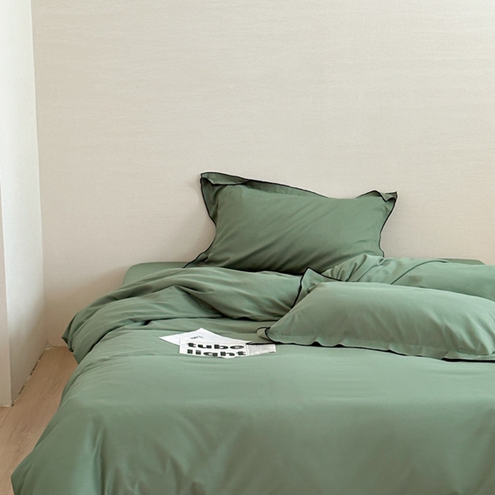 91家纺网 家纺一手货源 找家纺 梦享生活家居 2024新款Ａ类50支全棉磨毛密拷边四件套系列 密拷边翡翠绿