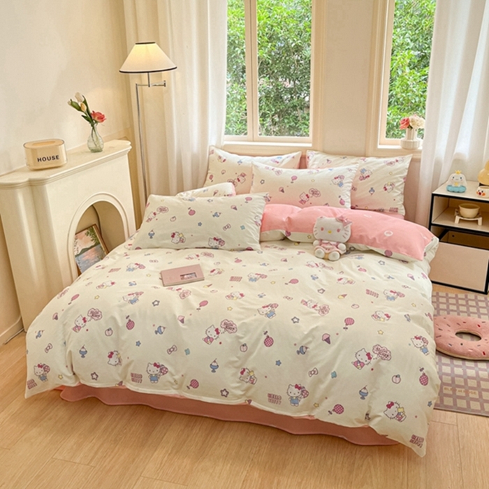 91家纺网 家纺一手货源 找家纺 博雅 2024新款三丽鸥全棉印花卡通四件套 美美KT