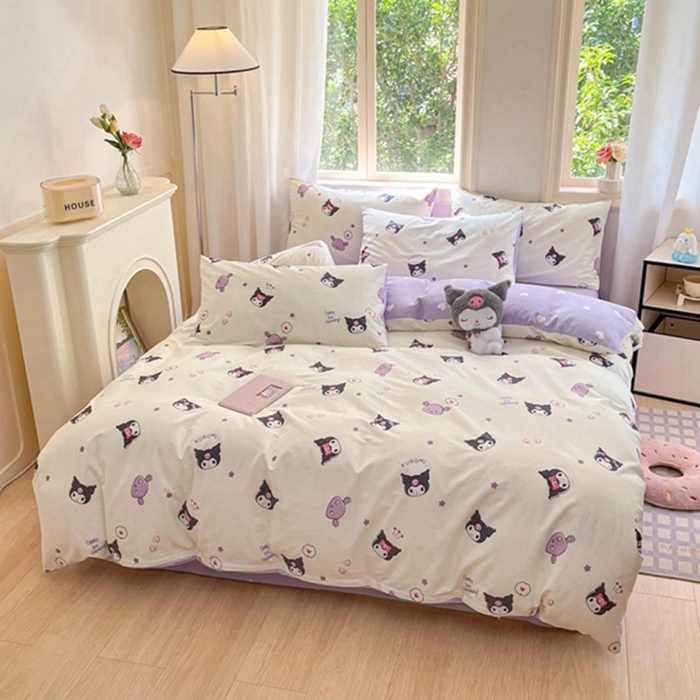 91家纺网 家纺一手货源 找家纺 博雅 2024新款三丽鸥全棉印花卡通四件套 星星库洛米