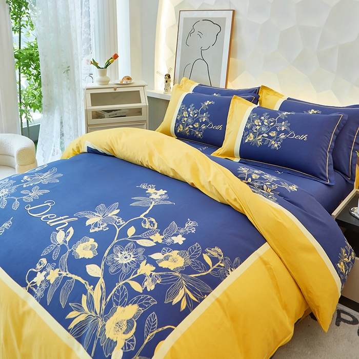 91家纺网 家纺一手货源 找家纺 雲归梦 2024新款加厚全棉生态磨毛大版四件套 天籁之音 黄