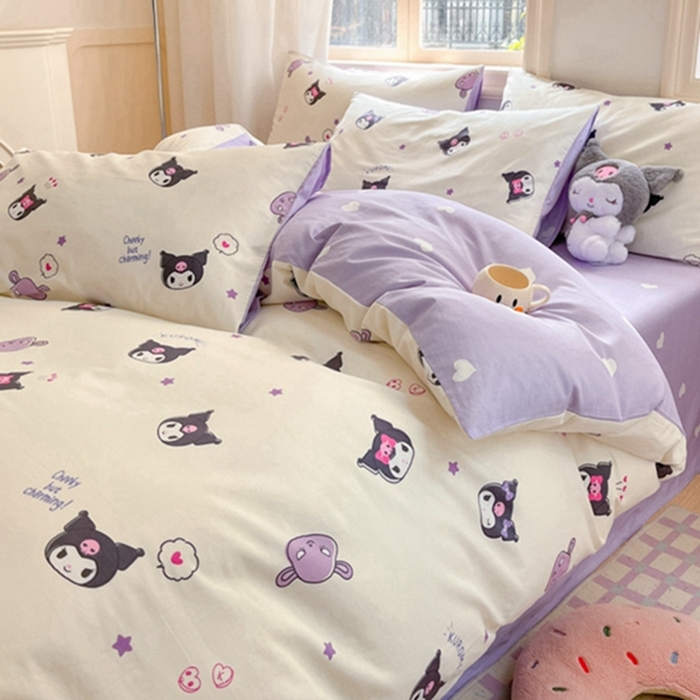 91家纺网 家纺一手货源 找家纺 博雅 2024新款三丽鸥全棉印花卡通四件套 星星库洛米