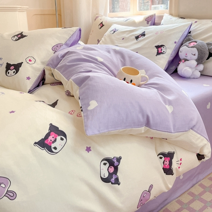 91家纺网 家纺一手货源 找家纺 博雅 2024新款三丽鸥全棉印花卡通四件套 星星库洛米