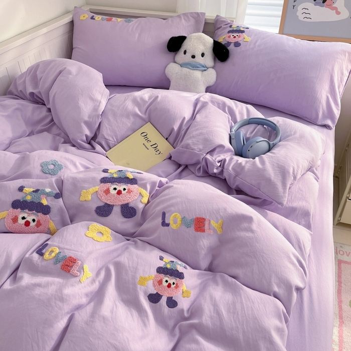 91家纺网 家纺一手货源 找家纺 海岛哥哥 2024新款云柔棉毛巾绣 四件套 毛巾绣-马戏团