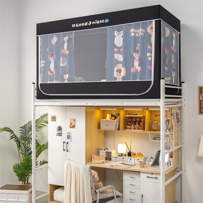 91家纺网 家纺一手货源 找家纺 新太阳蚊帐 2025新款卡通学生遮光床帘 奇趣企鹅