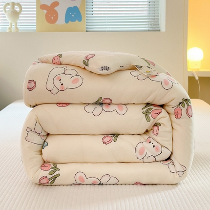 木堇家居 2024新款针织棉10%大豆四季被芯款大豆纤维被 奶油兔