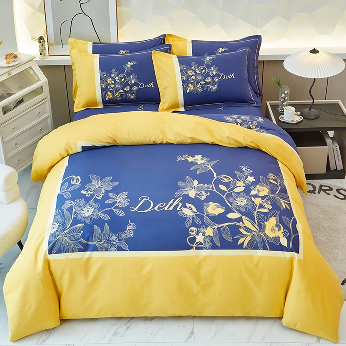 91家纺网 家纺一手货源 找家纺 雲归梦 2024新款加厚全棉生态磨毛大版四件套 天籁之音 黄