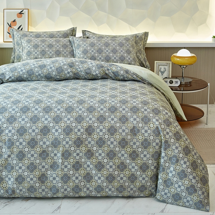 91家纺网 家纺一手货源 找家纺 雲归梦 2024新款加厚全棉生态磨毛大版四件套 利奥 灰