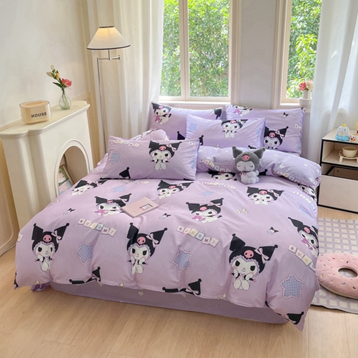 91家纺网 家纺一手货源 找家纺 博雅 2024新款三丽鸥全棉印花卡通四件套 可爱库洛米