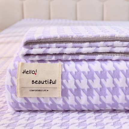 91家纺网 家纺一手货源 找家纺 （总）莱米家纺 2024新款秋冬华夫格加密千鸟格牛奶绒床单