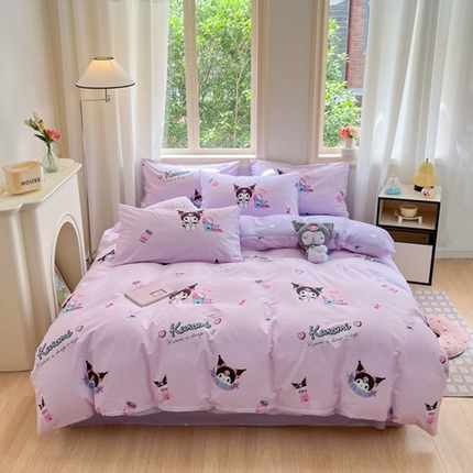 博雅 2024新款三丽鸥全棉印花卡通四件套 库洛米爆米花可乐