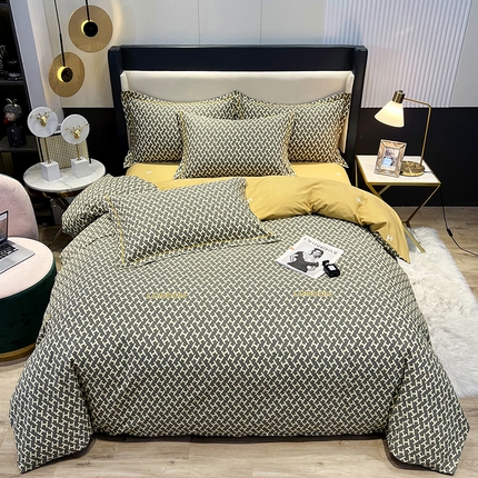 91家纺网 家纺一手货源 找家纺 雲归梦 2024新款加厚全棉生态磨毛大版四件套 卡尔玛-黄