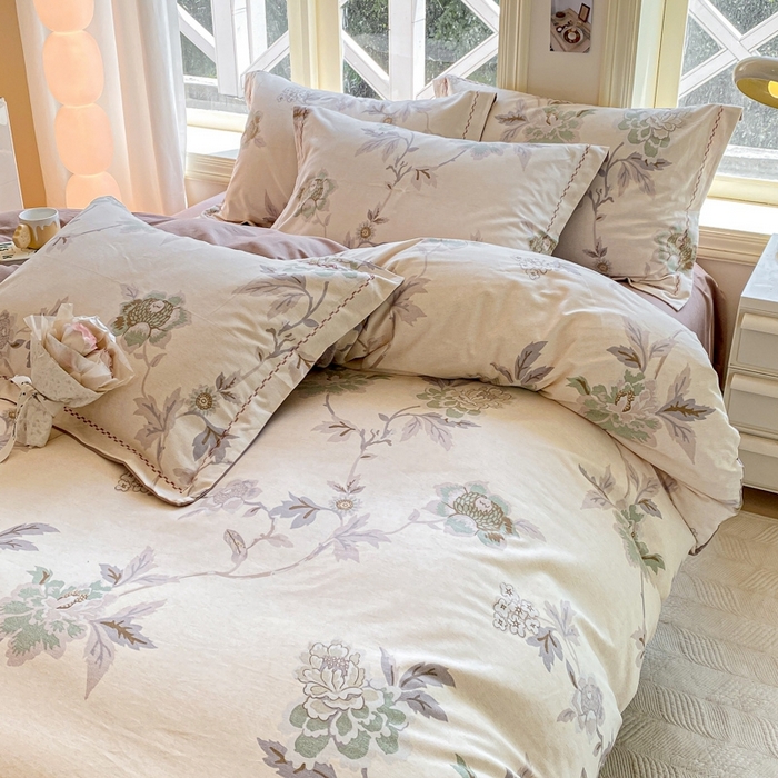 91家纺网 家纺一手货源 找家纺 帅露家纺 2025新款全棉超柔加厚生态磨毛四件套  鹿禾