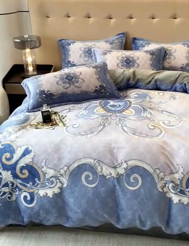 91家纺网 家纺一手货源 找家纺 喜梦缘 2025新款大版花卉牛奶绒四件套 巴塞罗娜