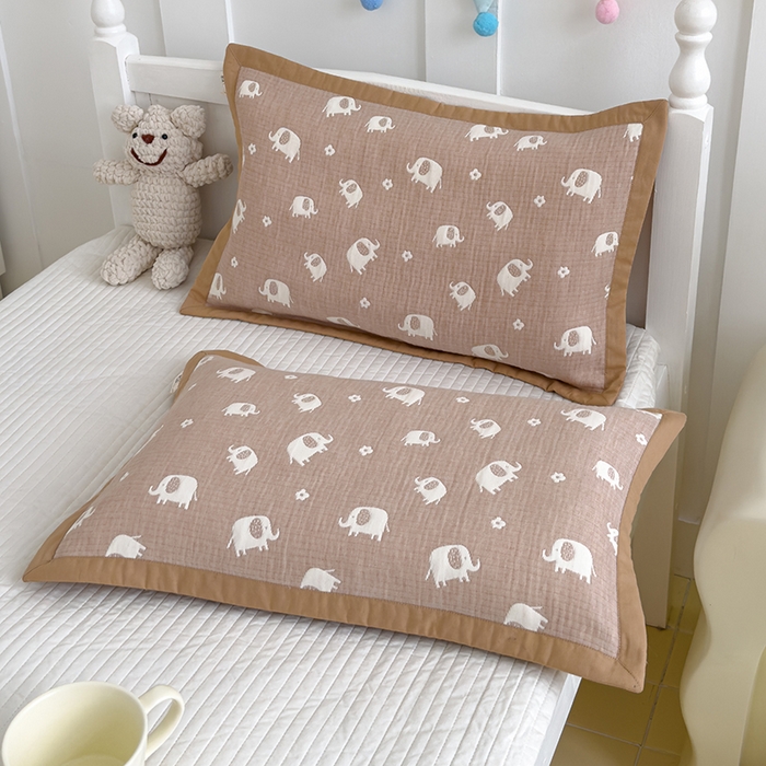 91家纺网 家纺一手货源 找家纺 （总）2024新品色织全棉三层纱布枕套儿童夹棉枕头套成人纯棉纱布枕巾直播