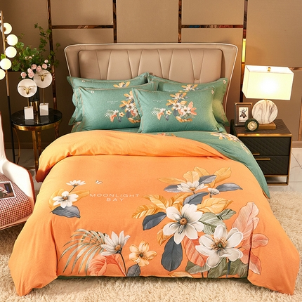 雲归梦 2024新款加厚全棉生态磨毛大版四件套 花涧