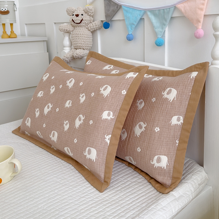 91家纺网 家纺一手货源 找家纺 （总）2024新品色织全棉三层纱布枕套儿童夹棉枕头套成人纯棉纱布枕巾直播