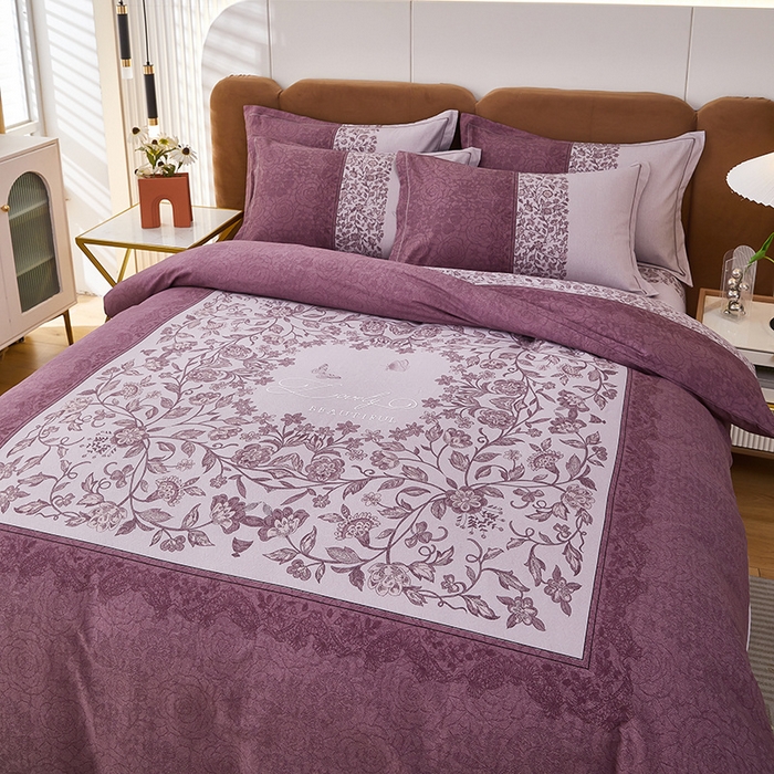 91家纺网 家纺一手货源 找家纺 雲归梦 2024新款加厚全棉生态磨毛大版四件套 流光溢彩 紫