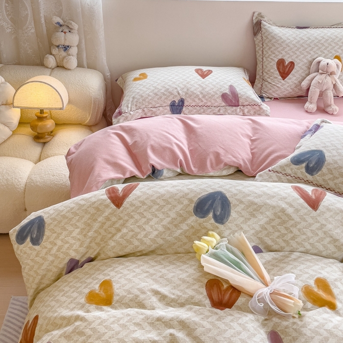 91家纺网 家纺一手货源 找家纺 帅露家纺 2025新款全棉超柔加厚生态磨毛四件套  爱相拥