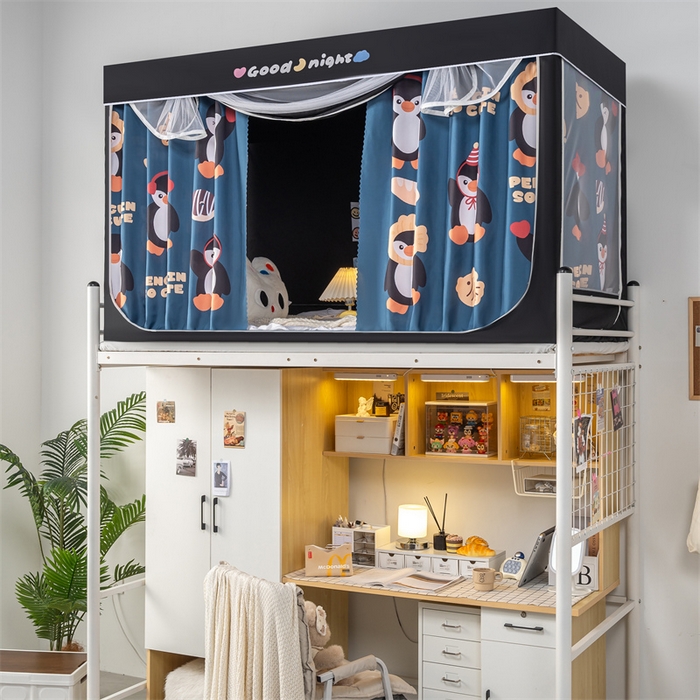 91家纺网 家纺一手货源 找家纺 新太阳蚊帐 2025新款卡通学生遮光床帘 奇趣企鹅