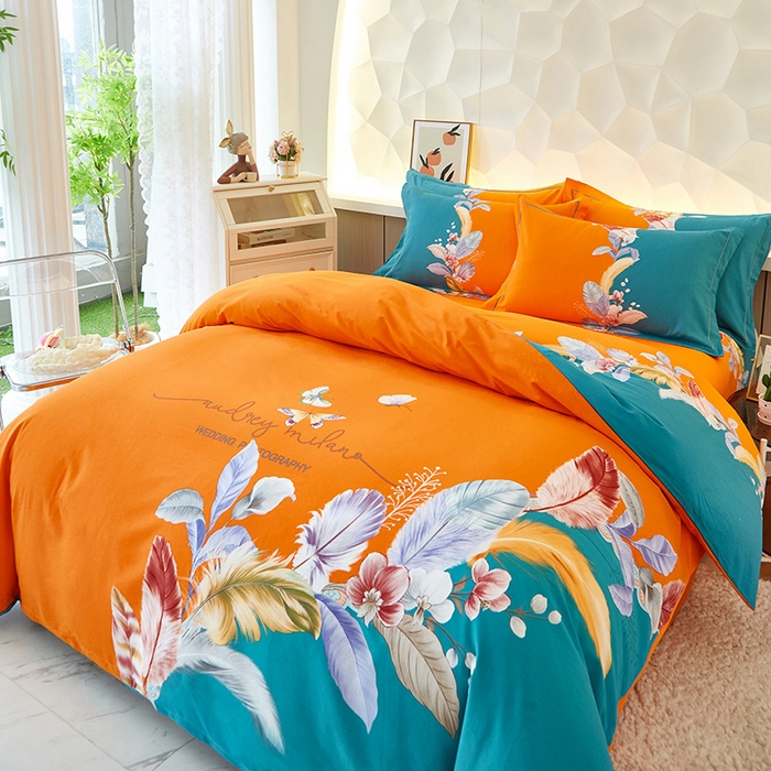 91家纺网 家纺一手货源 找家纺 雲归梦 2024新款加厚全棉生态磨毛大版四件套 美悦东方 蓝