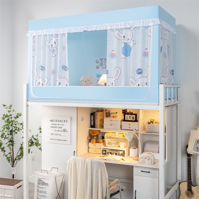 91家纺网 家纺一手货源 找家纺 新太阳蚊帐 2025新款卡通学生遮光床帘 花边款小狗